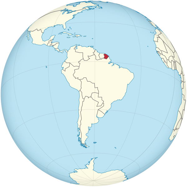 French Guiana on the globe (South America centered).svg
