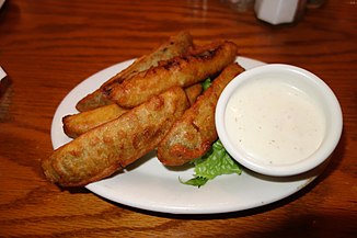 Fried pickles with sauce