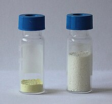 Comparison of bulk g-C3N4 (left) and nanosheet g-C3N4 powders, 100 mg each. G-C3N4 and TECN powders.jpg