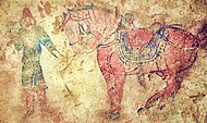 Slika konjenika, grobnica Šoroon Bumbagar, 7 stoletje[1]