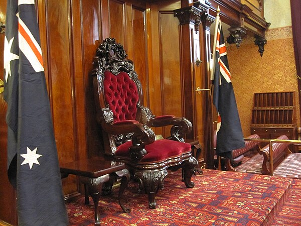 The Governor's Chair in the Legislative Council chamber