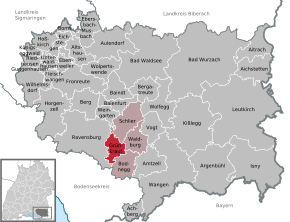 Poziția Grünkraut pe harta districtului Ravensburg