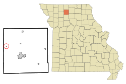布里姆森在格蘭迪縣及密蘇里州的位置（以紅色標示）
