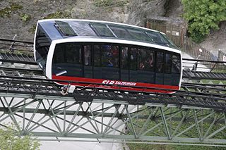 Festungsbahn (Salzburg) funicular railway providing public access to Hohensalzburg Castle at Salzburg, Austria