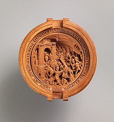 "Half of a Prayer Bead with Jesus Carrying the Cross and the Crucifixion", early 16th century, Metropolitan Museum of Art[27]