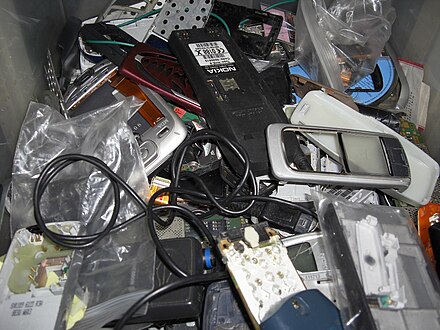 Scrapped mobile phones.