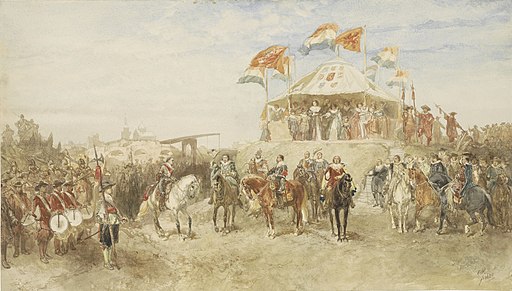 Het vertrek van het Spaanse garnizoen uit Den Bosch na de overgave aan Frederik Hendrik in 1629, RP-T-1898-A-4039