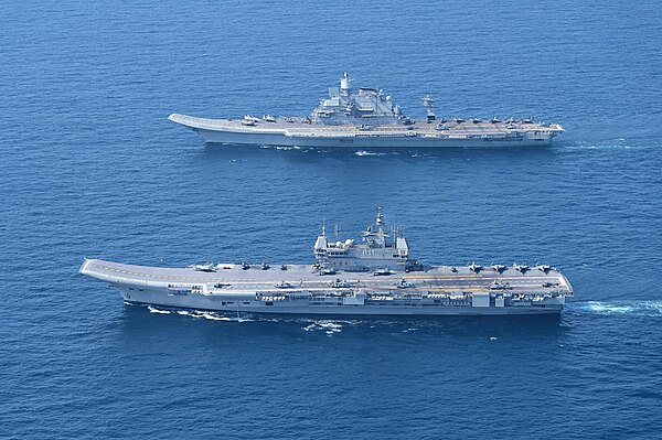 INS Vikrant and INS Vikramaditya with a ski-jump takeoff-ramp for STOBAR