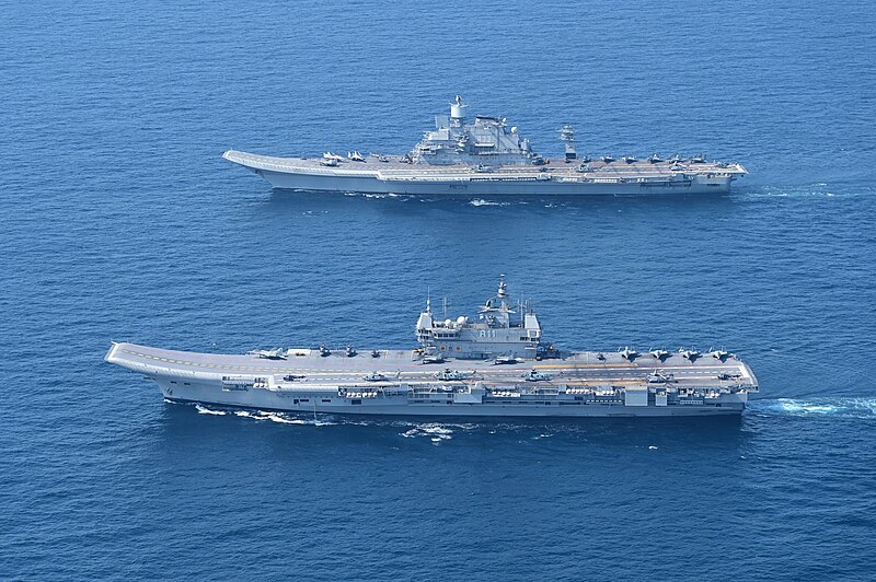 File:INS Vikrant (R11) and INS Vikramaditya (R33) during joint exercise.jpg