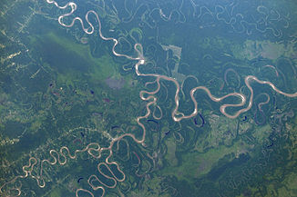 Satellite image of the confluence of the Río Ichilo and Río Chimoré