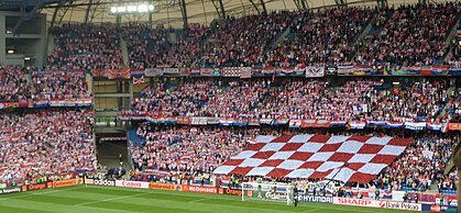 Croatia supporters at Euro 2012, featuring the national checkerboard ITA-CRO Euro 2012 (3).JPG