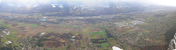 The Isère in the Grésivaudan Valley, seen from the Chartreuse Mountains