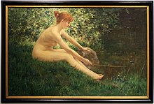 「トンボと遊ぶ女性」
