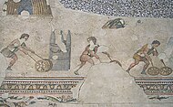 Mosaic from the floor of the Imperial palace in Constantinople Istanbul Mosaic Museum dec 2016 1527 Panorama.jpg