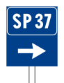 Numero identificazione strada provinciale + freccia con funzione di direzione (figura II 271 art. 129)