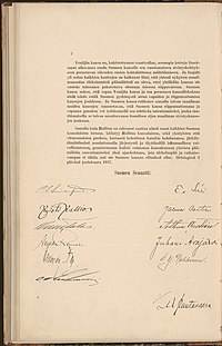 Gambar Deklarasi Finlandia dengan tanda-tanda tangan para senator