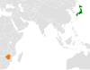 Location map for Japan and Zimbabwe.