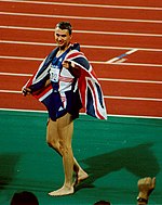 Jonathan Edwards broke the triple jump world record three times. Jonathan Edwards olympics 2000.jpg