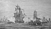 Mit kanonenbestückten Ruderbooten attackierte und kaperte Krieger 1808 die britische Brigg HMS Turbulent