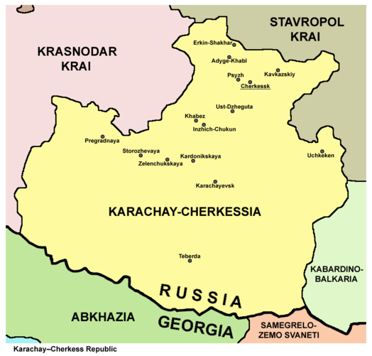 Столица карачаево черкесской республики название. Республика Карачаево-Черкессия на карте. Карачаево-Черкесская Республика на карте России. Карачаево-Черкесия столица на карте. Карачаево-Черкесская Республика на карте России границы.