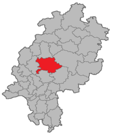 Location of the district court district of Giessen in Hesse