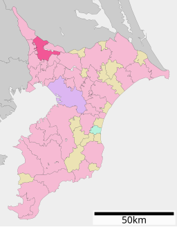 Kashiwas beliggenhed i Chiba præfektur