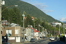 North Tongass Highway, roughly looking east as it passes through a neighborhood just beyond downtown Ketchikan Ketchikan Alaska (1).jpg