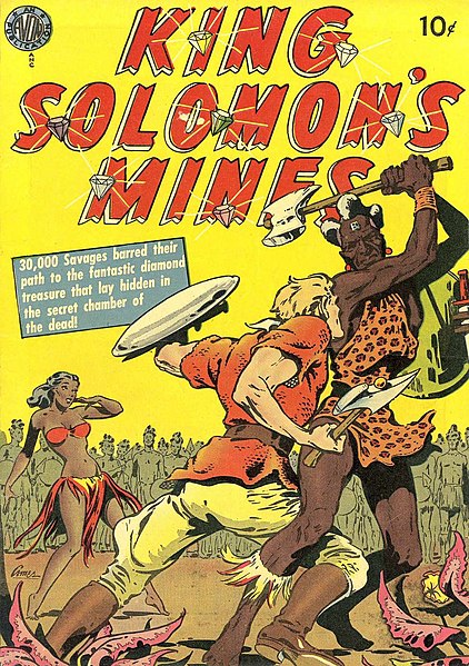 Cover art from King Solomon's Mines, Avon Periodicals, 1951, art by Lee J. Ames.