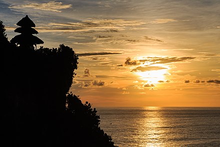 Sunset at the temple of Pura Luhur Uluwatu above the cliffs