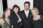 Pamela Price, Pamela Baxter (Dior CEO), Johnny Depp and Michele Elyzabeth (HBA Founder and CEO) (21 February 2016)