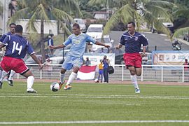 Vista, de, un, futbolista