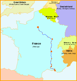 A Párizs–Marseille-vasútvonal útvonala