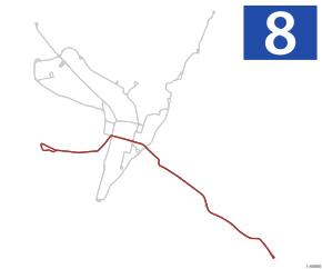 Mapa przebiegu linii kolejowej 8