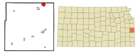 Linn County Kansas Incorporated and Unincorporated areas Linn Valley Highlighted.svg