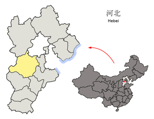 Location of Baoding City jurisdiction in Hebei