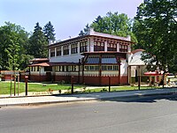 Pavilon Dvorana (Mšené-lázně, Czechia) in 1905, still standing.