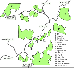 Machadinho Rubber Tappers map.svg