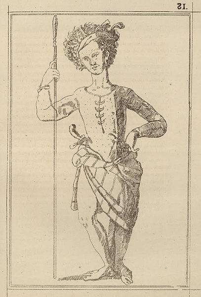 A Malay soldier armed with a spear and a keris.