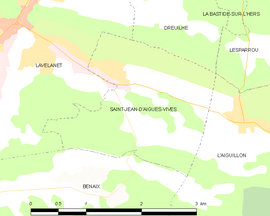 Mapa obce Saint-Jean-d’Aigues-Vives