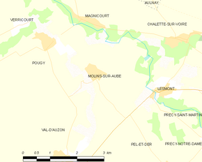 Poziția localității Molins-sur-Aube