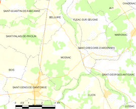 Mapa obce Mosnac