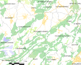 Mapa obce Orchamps-Vennes