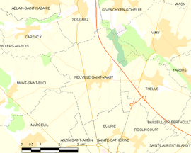 Mapa obce Neuville-Saint-Vaast