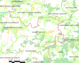 Mapa obce Sauviat-sur-Vige