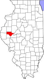 Map of Illinois highlighting Schuyler County