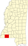 Map of Mississippi highlighting Amite County.svg