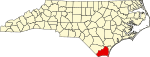 Mapa del estado que destaca el condado de Brunswick