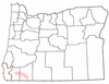Карта на Орегон, открояваща Rogue Valley.png