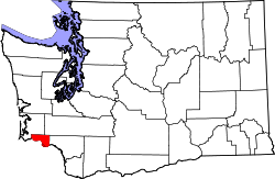 map of Washington highlighting Wahkiakum County
