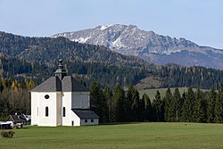 Subsidiary church St. Sebastian with the Ötscher - view from St. Sebastian